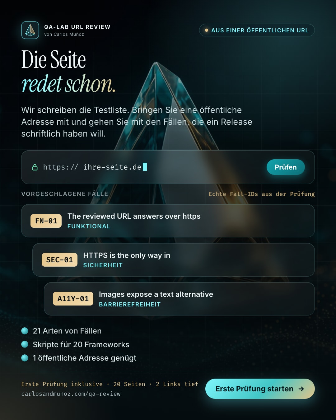 Jede öffentliche Seite sagt schon, was zu testen ist. Die meisten Teams schreiben es nie auf.