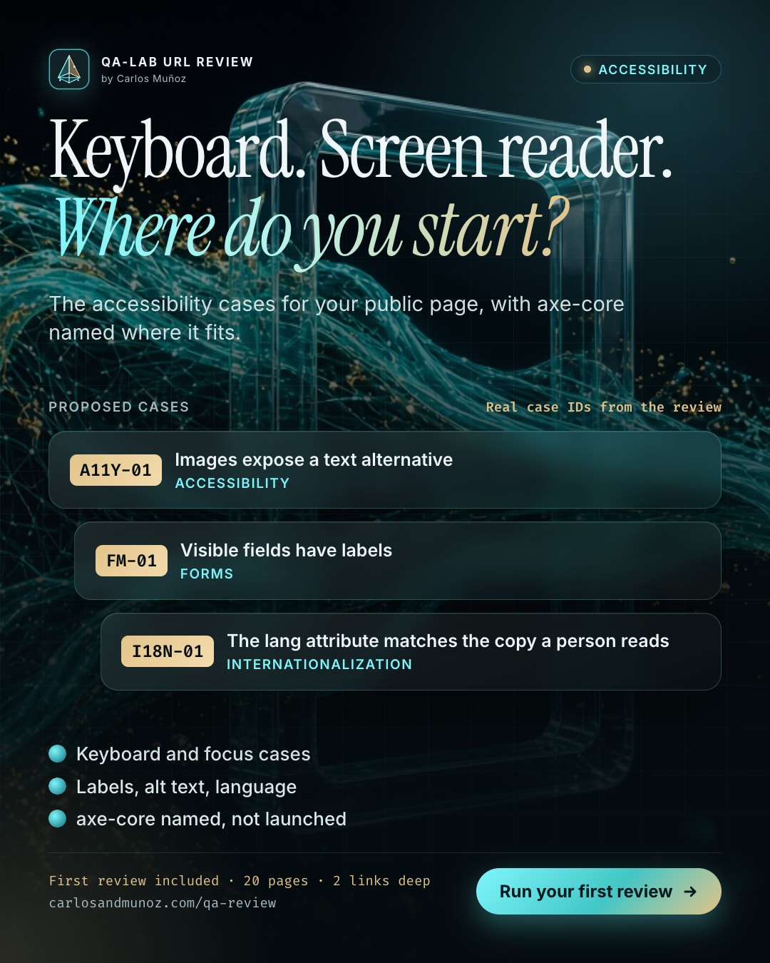 Someone asked whether the site works with a keyboard and a screen reader. Where would you even start?