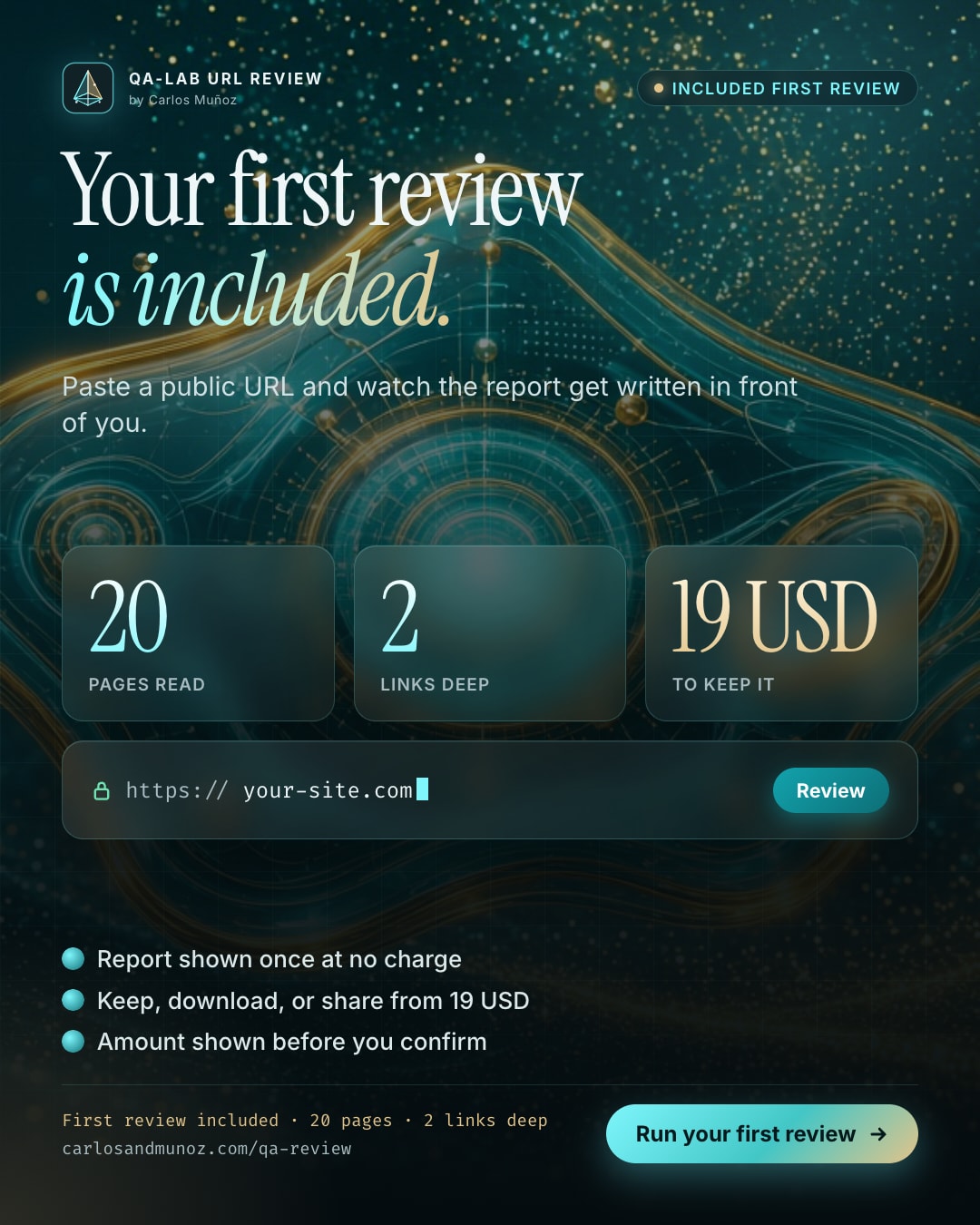 Your first review is included: 20 pages, 2 links deep.