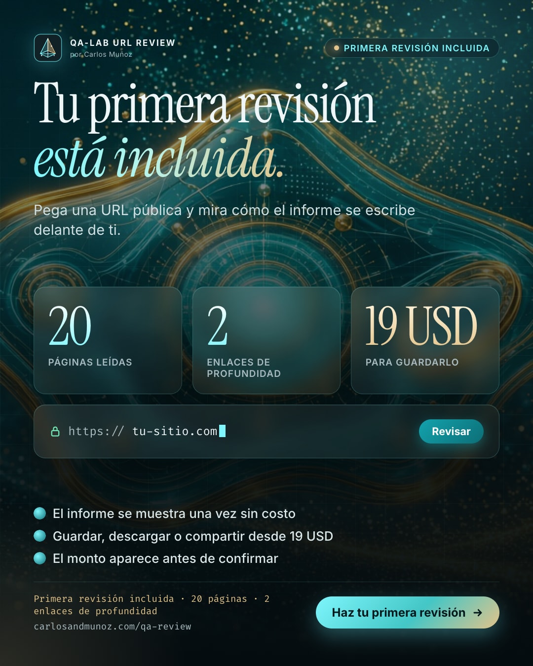 Tu primera revisión está incluida: 20 páginas, 2 enlaces de profundidad.