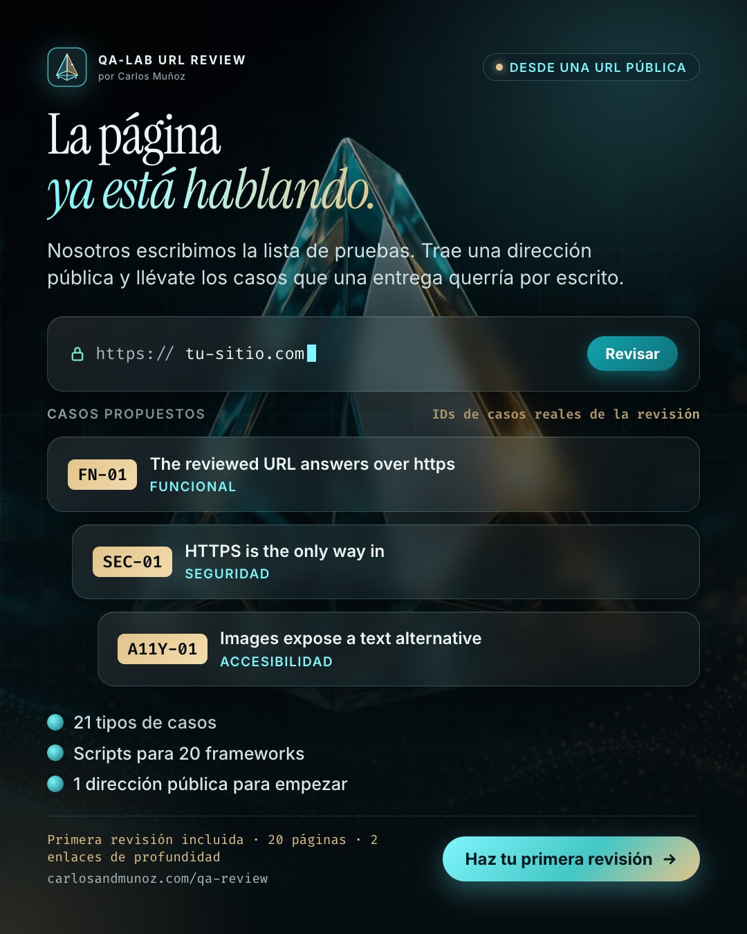 Cada página pública ya te dice qué probar. La mayoría de los equipos nunca lo escribe.