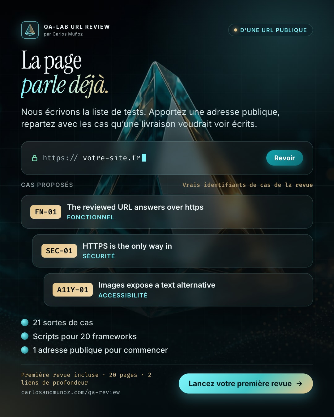 Chaque page publique dit déjà quoi tester. La plupart des équipes ne l’écrivent jamais.
