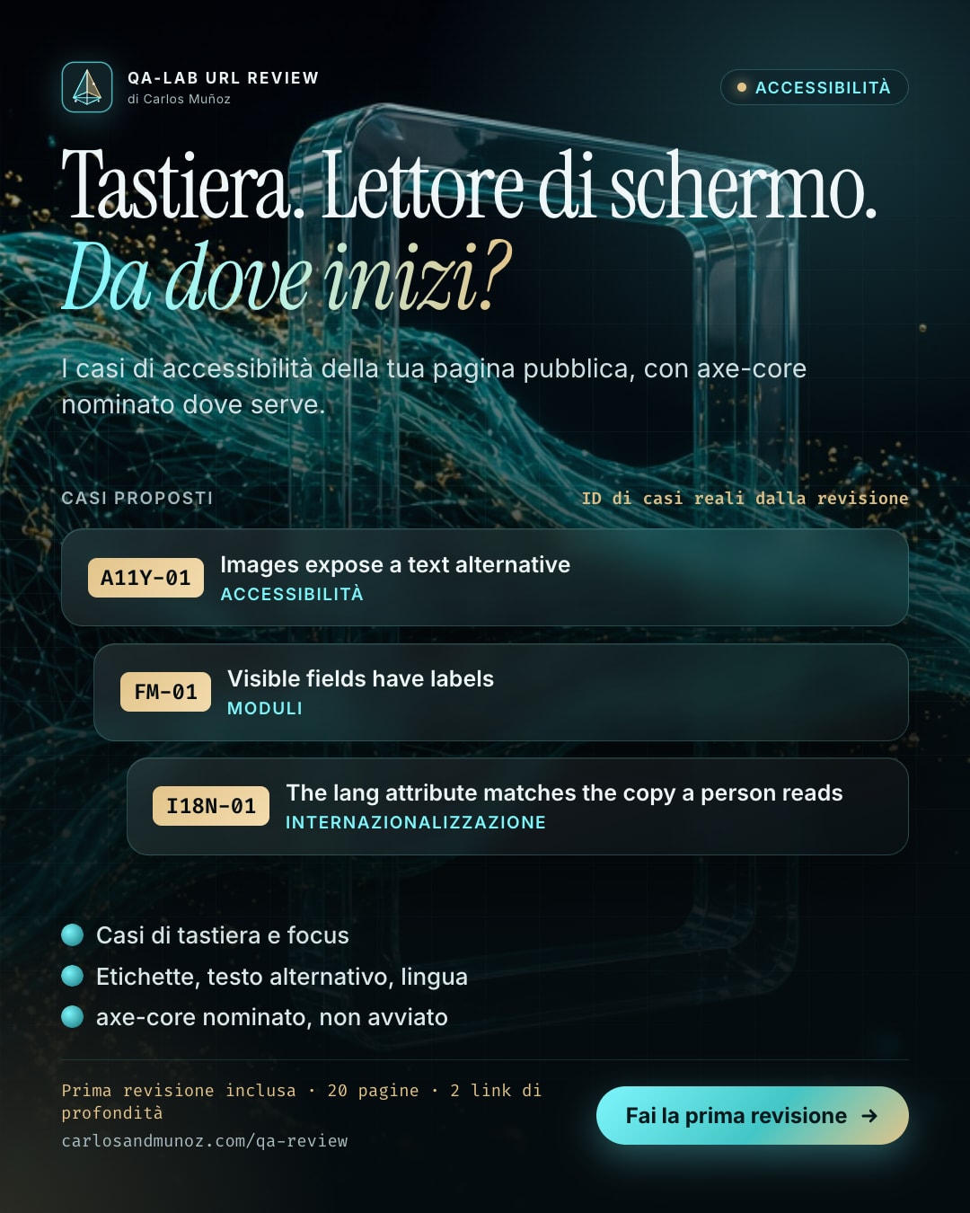 Ti chiedono se il sito funziona con tastiera e lettore di schermo. Da dove inizieresti?