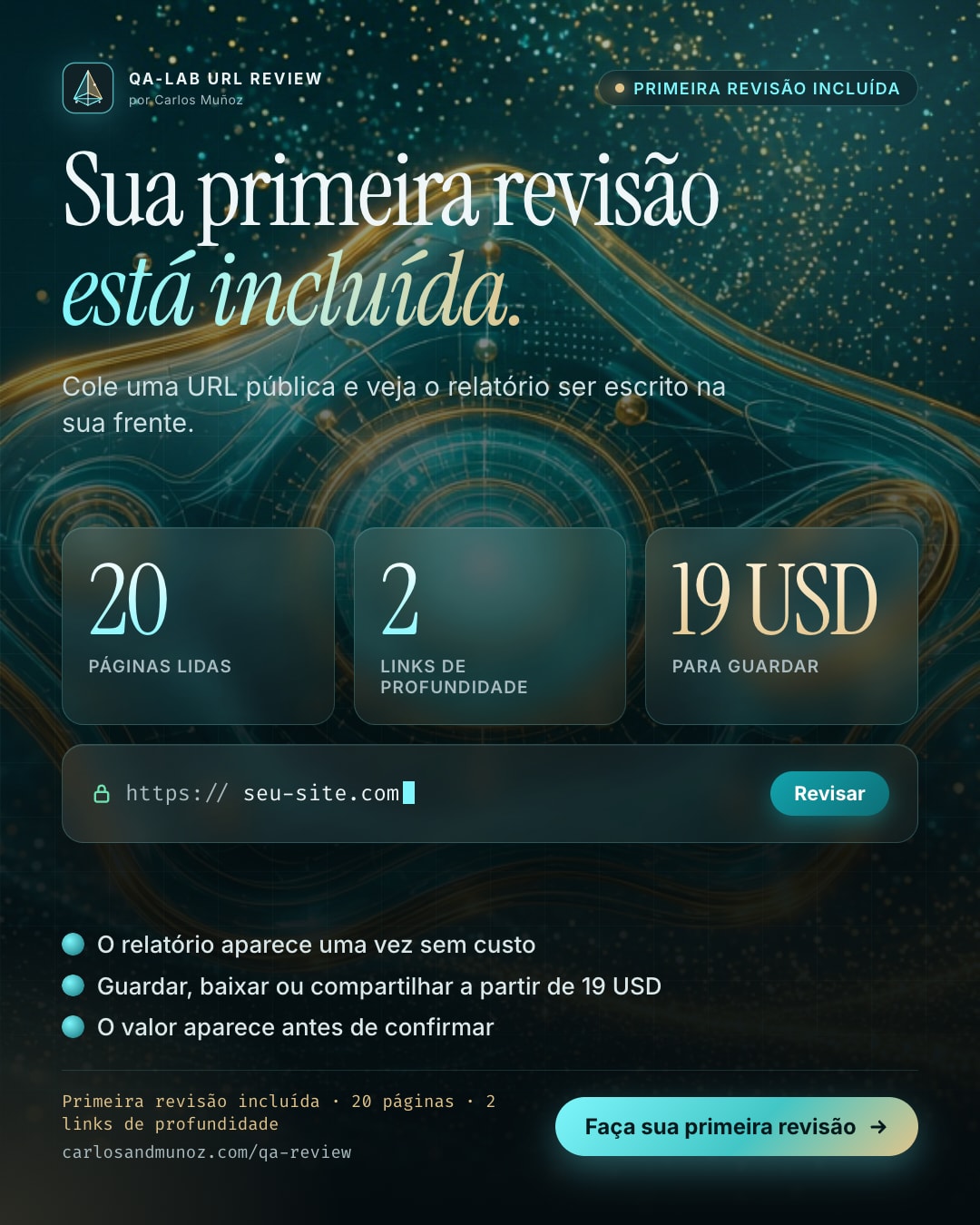 Sua primeira revisão está incluída: 20 páginas, 2 links de profundidade.